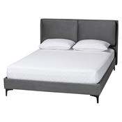 Baxton Studio Etienne Modern Slate Grey Velvet Queen Platform Bed